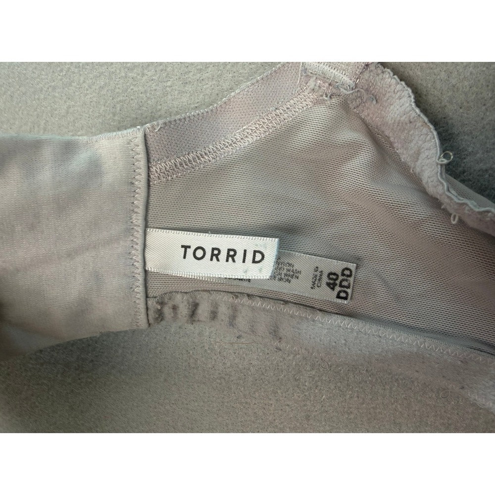 Torrid Purple Floral Lace Push Up Underwire Bra 40DDD Gray Padded Strappy 40 DDD - Picture 4 of 7
